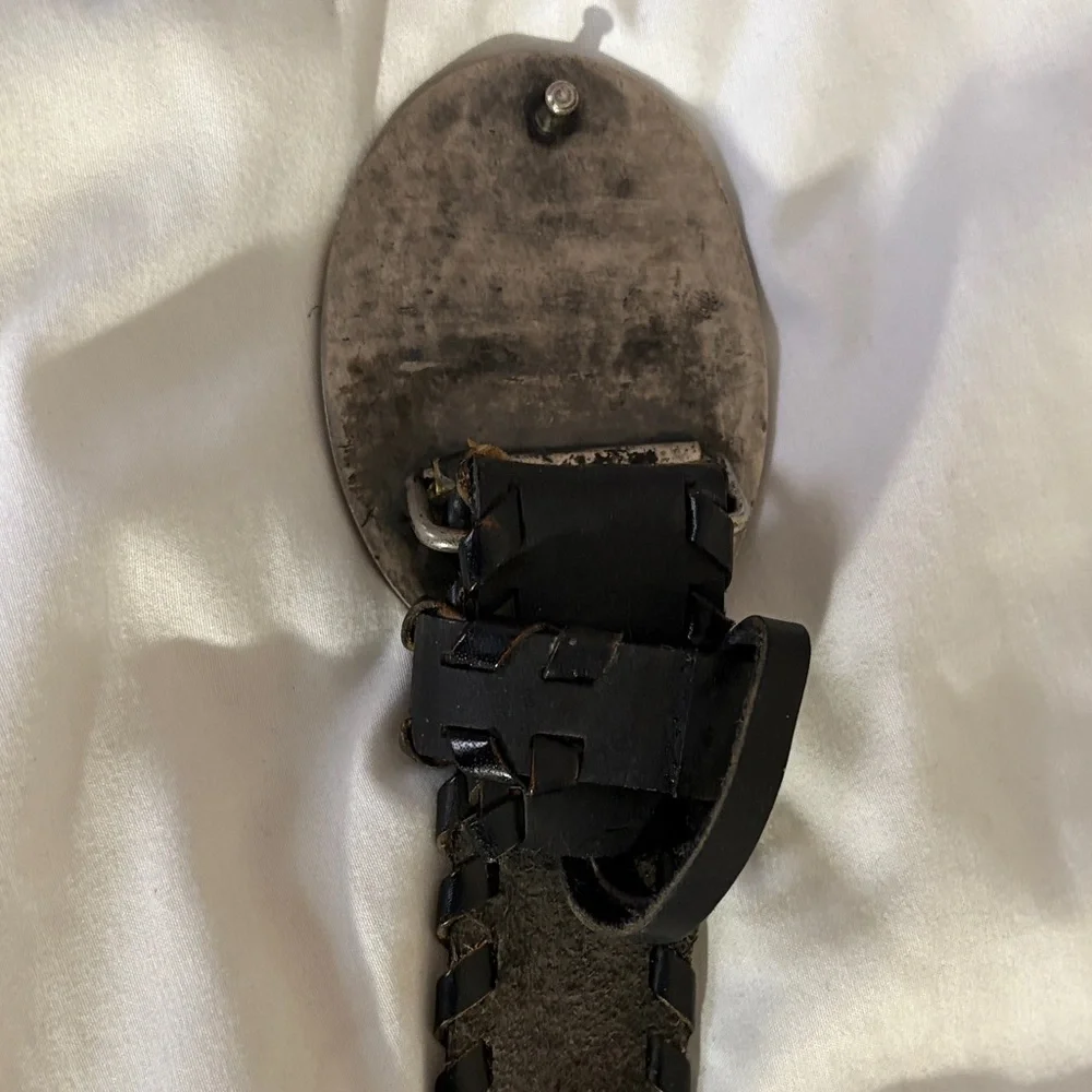 USA Black Leather Belt with Silver Buckle
